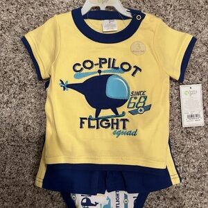 Baby Gear Boys 3-Piece Outfit Set 12 Months Co-Pilot Flight New With Tags